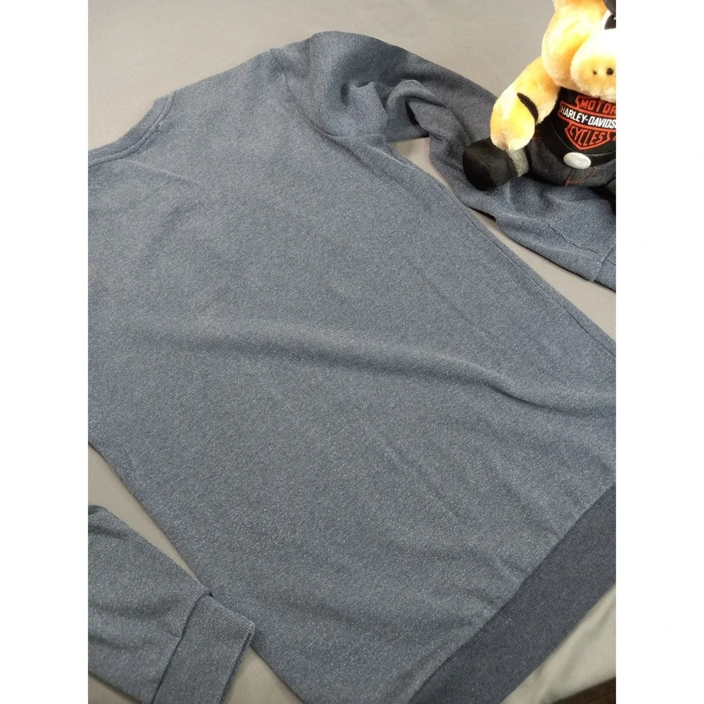 Wrangler Mens Long Sleeve Premium Fit Tee Blue Cotton Logo Shirt Large